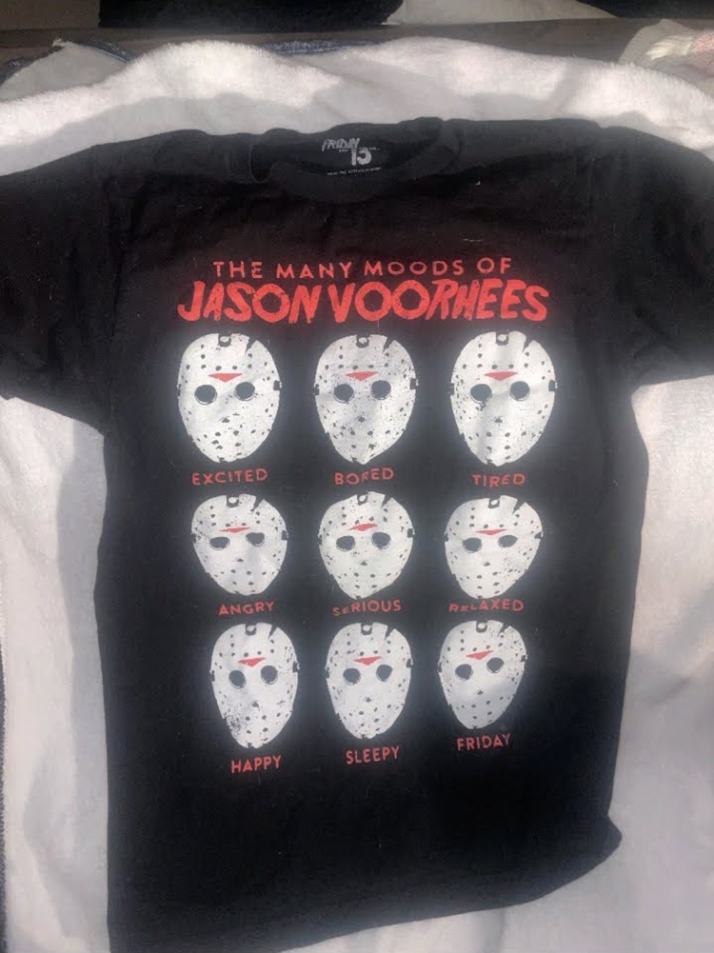 Black Graphic Short Sleeve Tee — "The Many Moods of Jason Voorhees"
